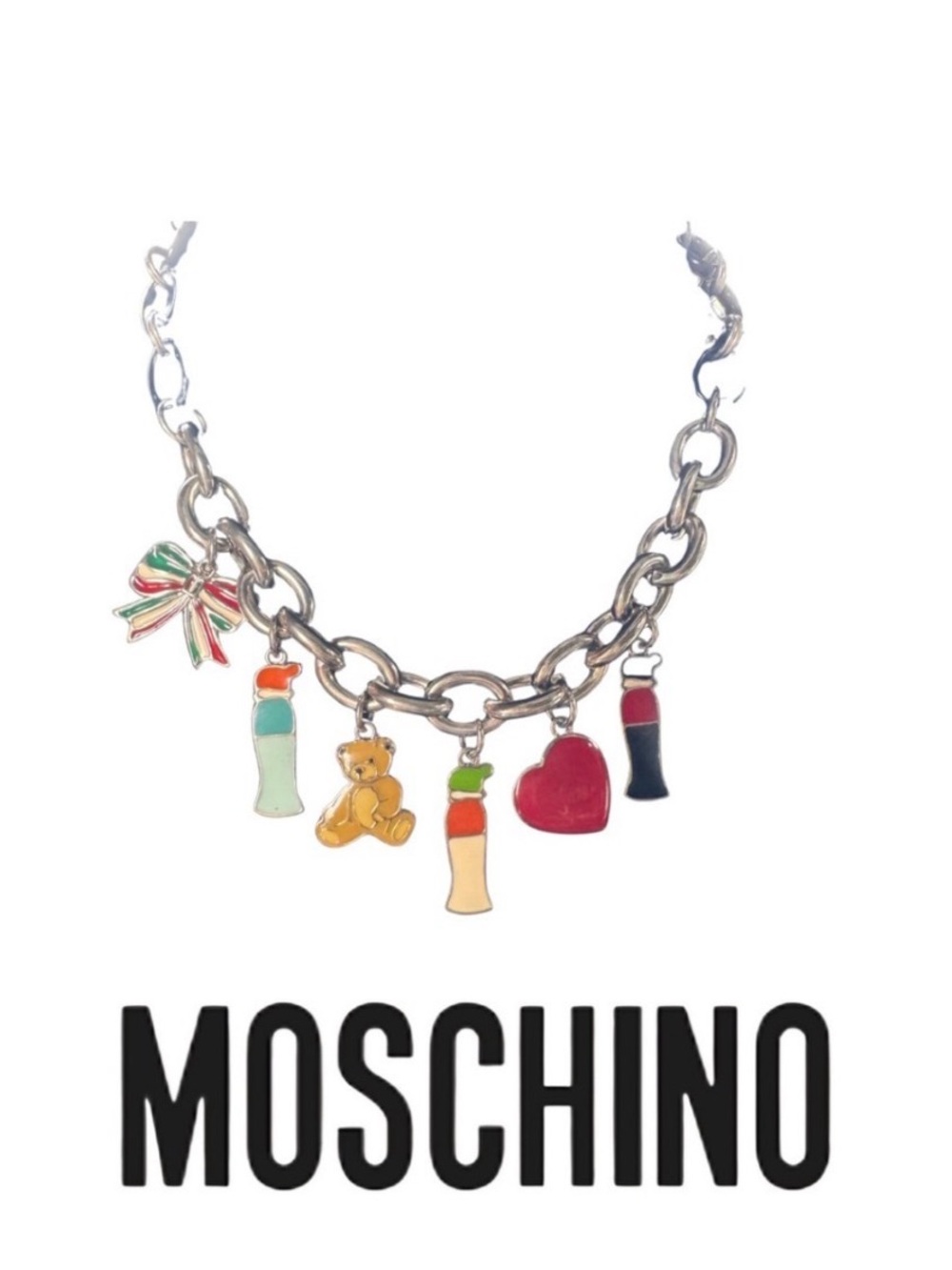 Moschino Vintage Charm Bracelet Reworked into a Necklace